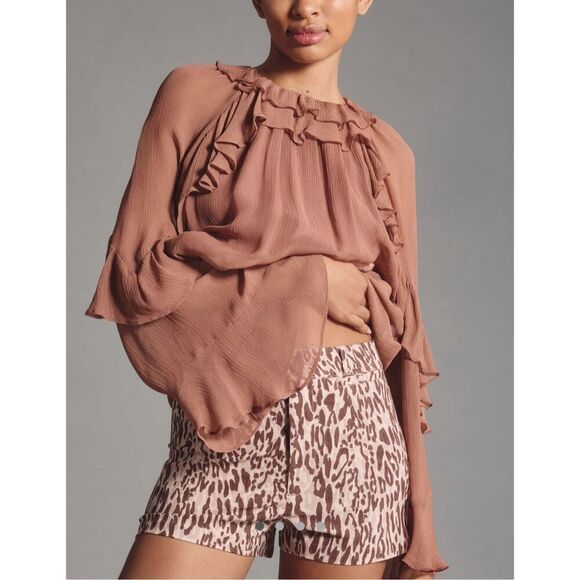 Maeve Anthropologie Ettie shorts animal print edition brown motif size 30 NEW‎ - Picture 1 of 9
